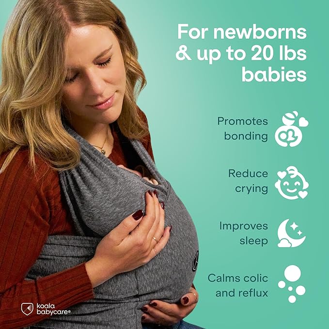 Koala Babycare Baby Carrier Wrap, Easy to Wear As a T-Shirt - Original Baby Carrier Newborn to Toddler - Sling One Size Fits All - Baby Wraps Carrier Up to 22lbs
