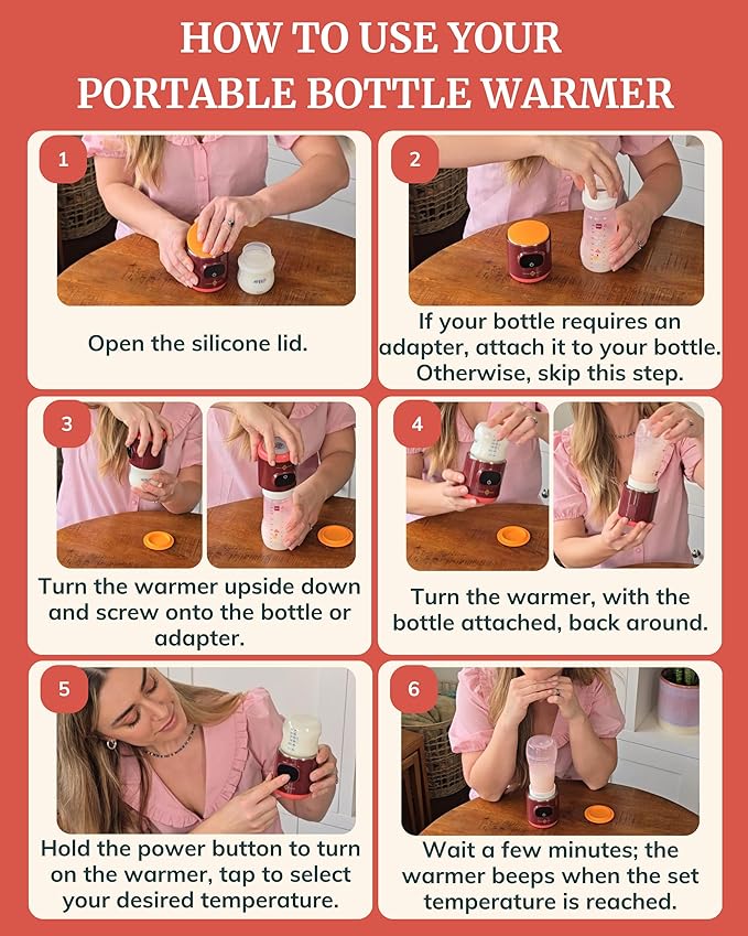 IDAHO JONES Portable Bottle Warmer - On The Go & for Travel - Baby Bottle, Breastmilk & Formula - Battery Powered & Operated, Cordless - Fits Dr Brown, Comotomo & Others