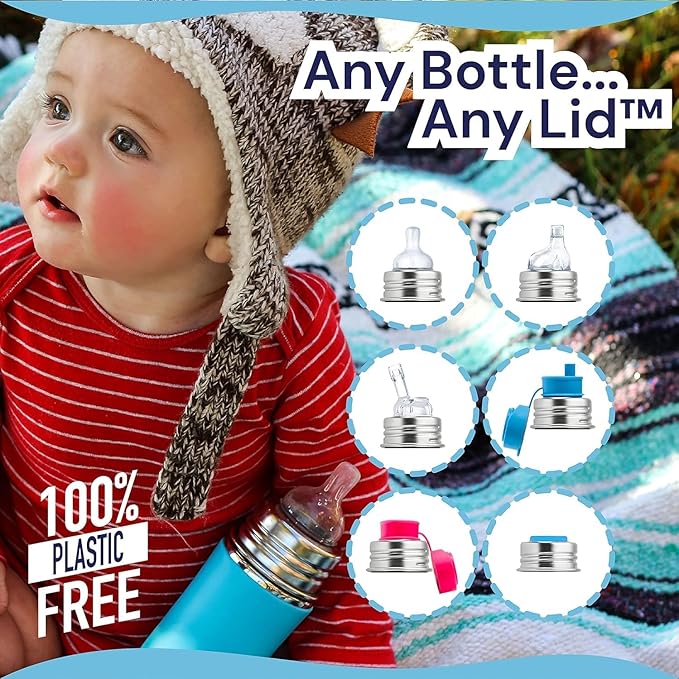 Pura Kiki 9oz/275ml Stainless Steel Infant Bottle w/Sleeve, Anti-Colic, Medical-Grade Silicone, Medium-Flow Nipple, for Babies 3 Months & Up (Moss)