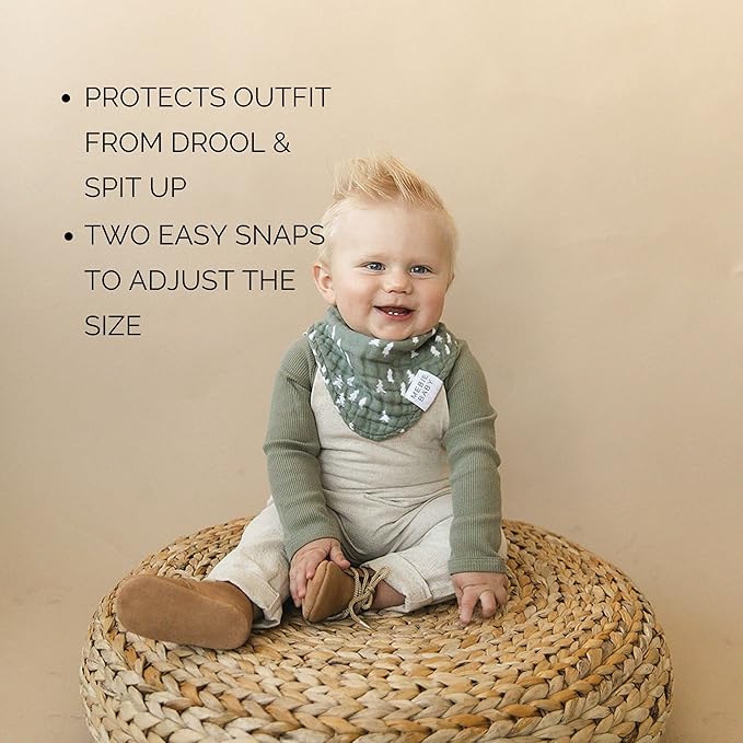 Mebie Baby Muslin Cotton Bib, 3 pack, Baby Bib Set for Burp, Spit Up, Drool, Bandana Bibs for Baby Boy or Baby Girl