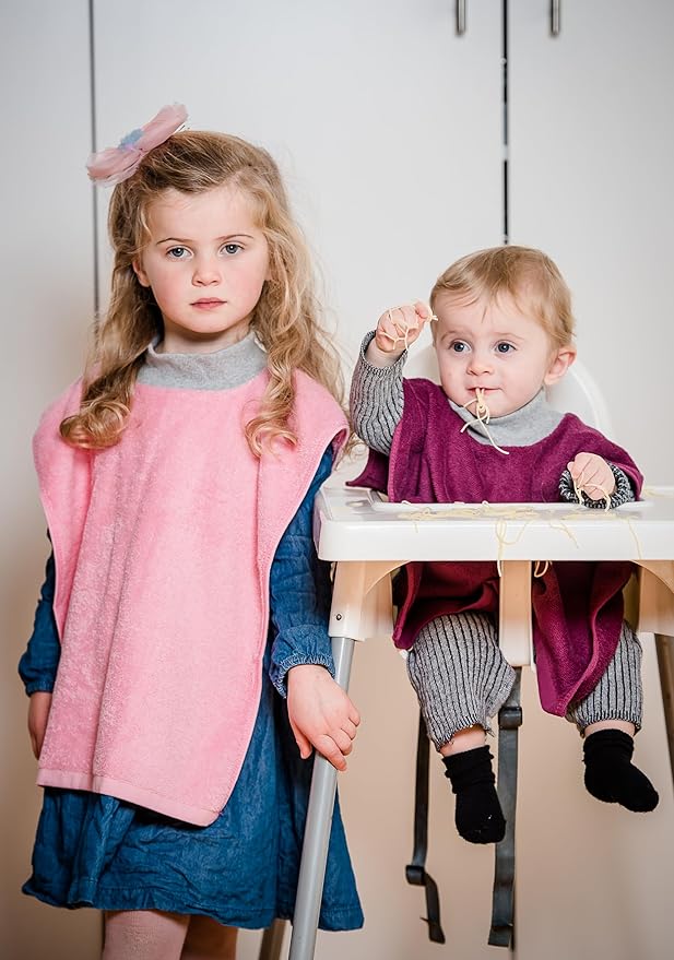 MATZ Terry Towel Slip On Baby Bibs | Full Coverage | Ultra Absorbent 100% Cotton | Pullover For Babies And Toddlers | Feeding Drooling And Teething | Unisex Baby Bib With Soft Ribbed Neck