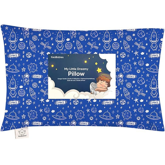 Toddler Pillow with Pillowcase - 13x18 My Little Dreamy Kids Travel Bed Pillows for Sleeping, Organic Cotton Small Pillowcase, Soft & Breathable, Machine Washable,Toddlers 2-5 Years Old(Off to Space)