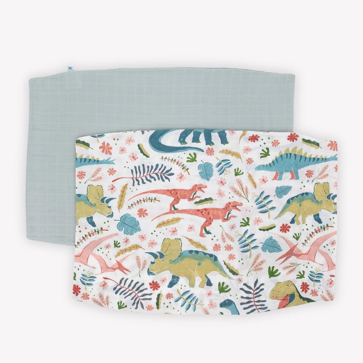 Little Unicorn Standard Pillowcase 2 Pack | Super Soft & Breathable Muslin Fabric | Snug Envelope Closure (Boho Dino)