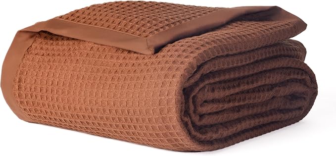 Salt Earth GOTS Certified 100% Organic Cotton Throw Blanket, 55" X 60" Blankets & Throws for Bed, Throw Blanket for Couch,Modern & Cozy Blanket, All Season Waffle Blanket, Soft Blanket (Potting Soil)
