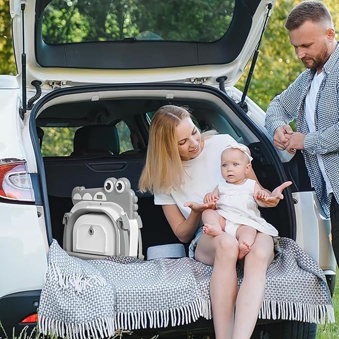 Collapsible Baby Bathtub for Newborn, Foldable Baby Bath Tub with Thermometer & Soft Floating Cushion & Drain Hole, Portable Travel Infant Bath Tubs for Newborns to Toddlers 0-36 Months Boys, Grey