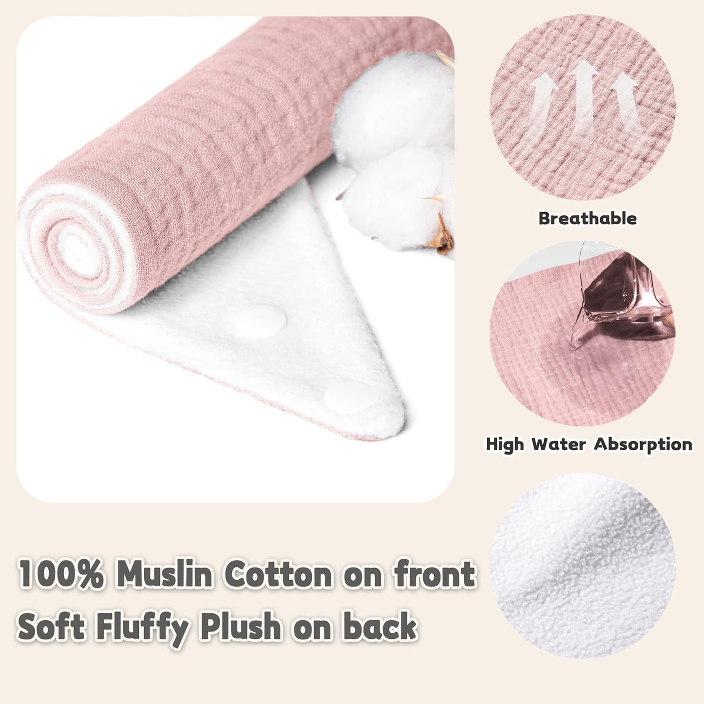 Susurration Muslin Baby Bibs 10Pack Baby Bandana Drool Bibs Soft Adjustable Newborn Bibs for Unisex Baby Girls & Boys (Pinkpurple)