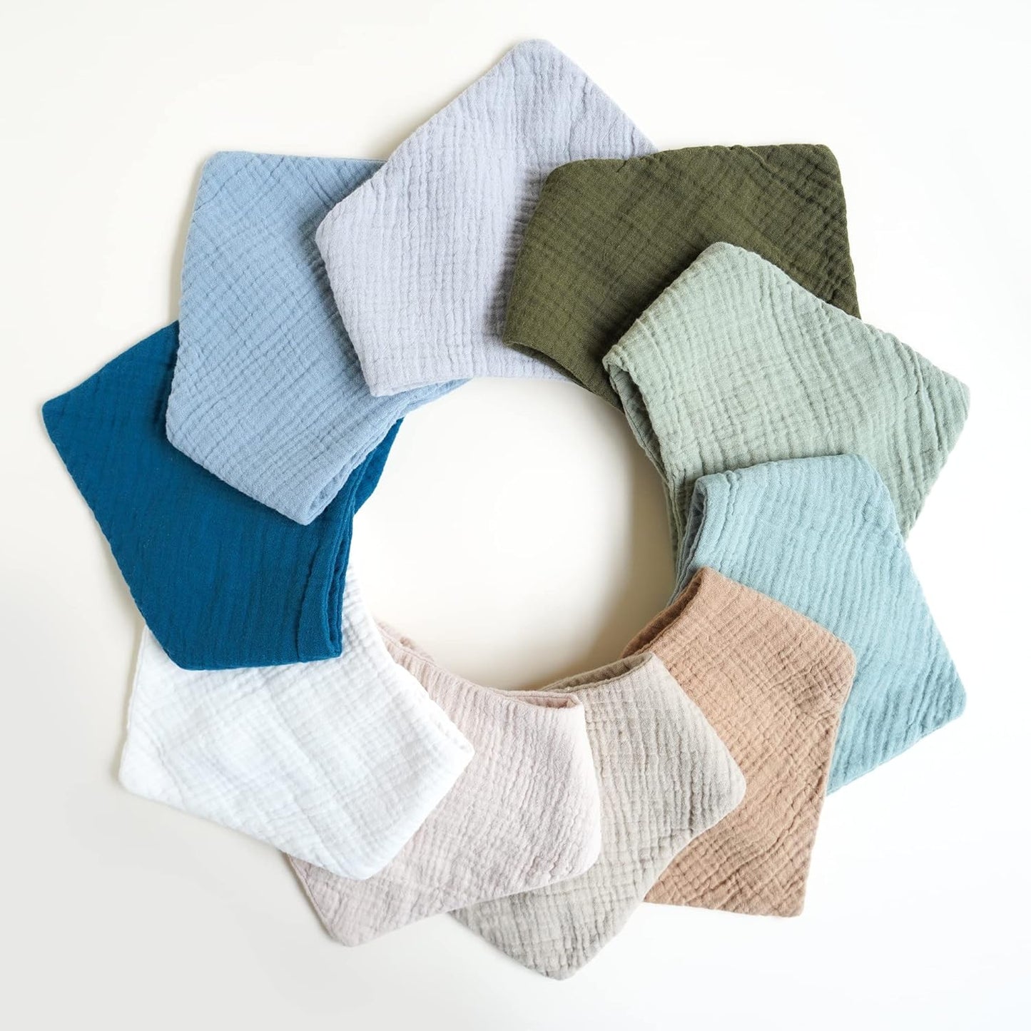 Konssy Muslin Baby Bibs 10 Pack Baby Bandana Drool Bibs 100% Cotton for Unisex Boys and Girls, Soft Absorbent Set for Teething and Drooling