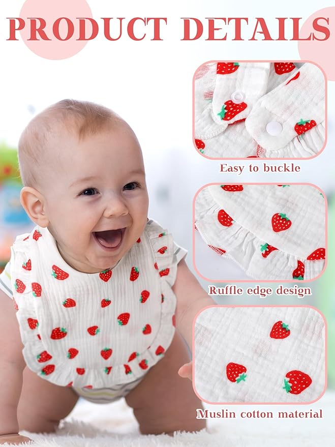 Geyoga 12 Pack Muslin Baby Bibs Adjustable Bandana Drool Bib for Unisex Cotton for Infants Boys Girls Teething