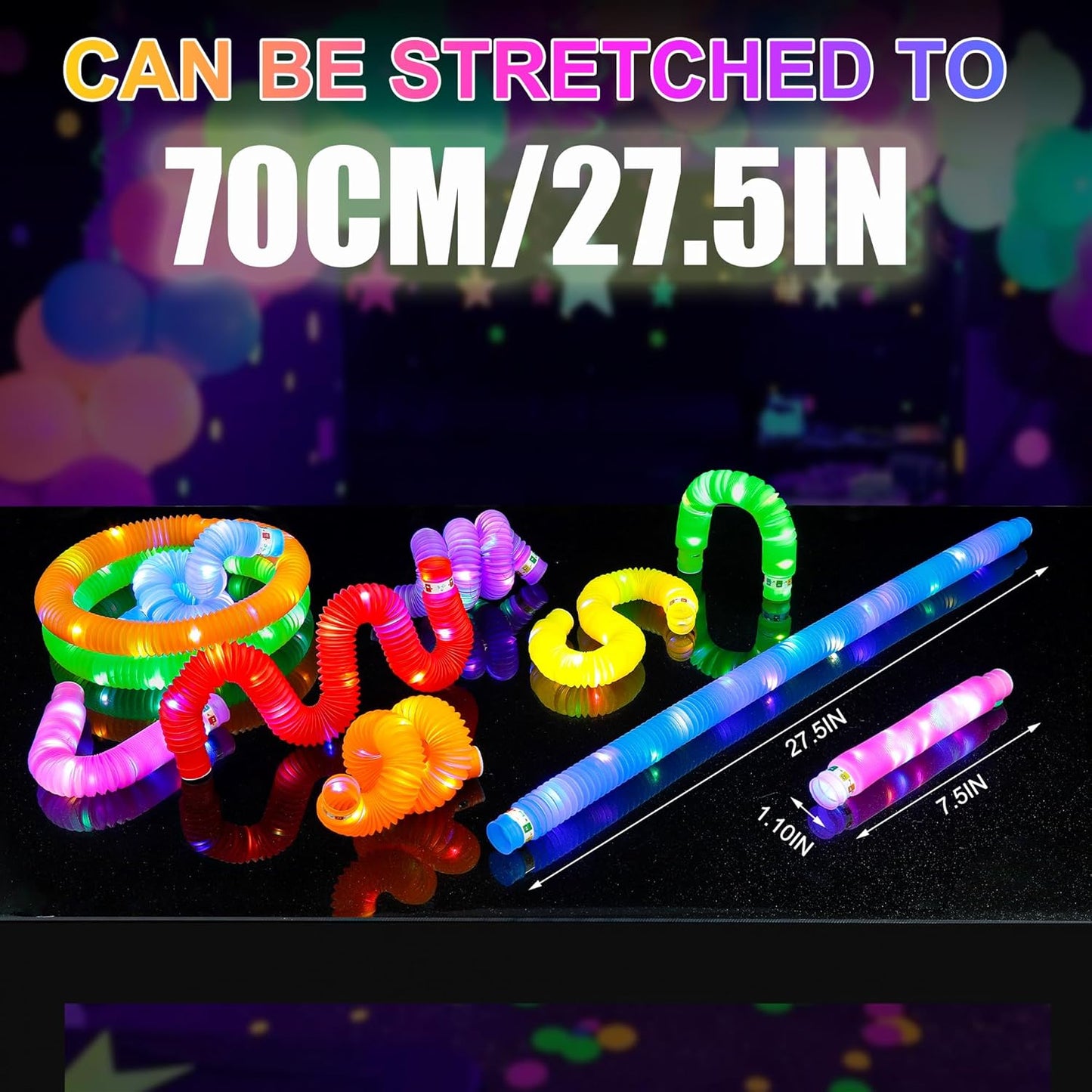 12 PCS Light Up Glow Pop Tubes, Neon Glow Sticks Party Favors for Kids 3-8-12, Fidget Stress Relief Toys, Toddlers Goodie gift Bag Stuffer Fillers,Classroom Prizes Rewards, Party Yard Decorations