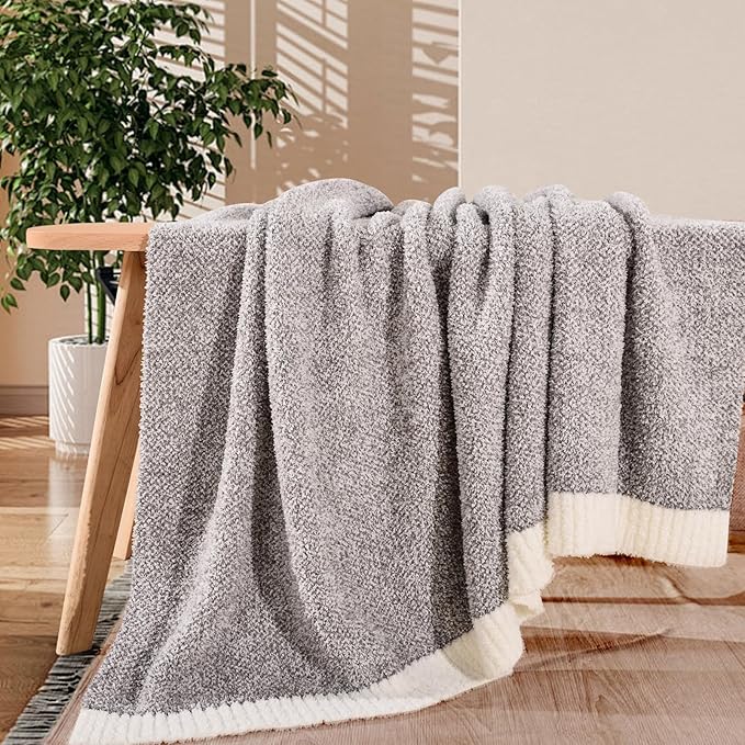 NEXHOME PRO Super Soft Throw Blankets for Couch, Twin Size Cozy Blankets Reversible Knit Blanket for Women, Fuzzy Plush Lightweight Throws for Sofa, Bed, Picnic, Taupe Grey, 60 x 80 inches