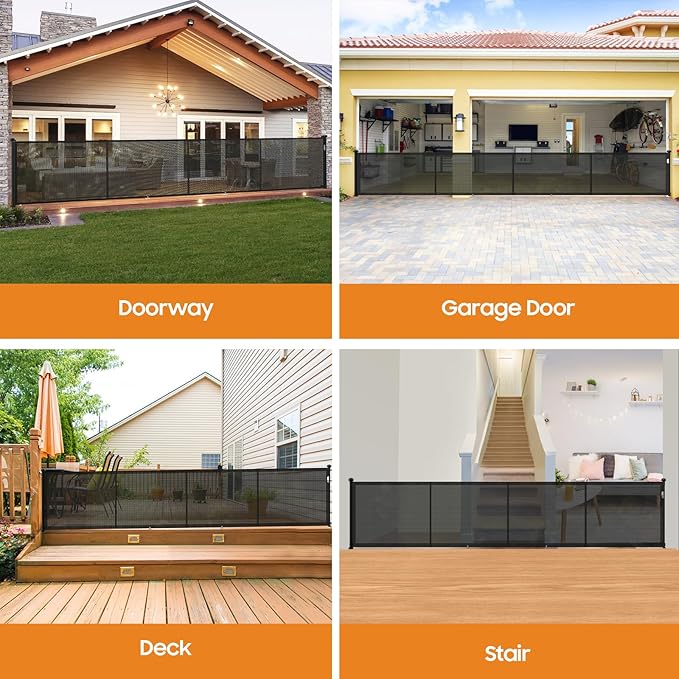 160" Retractable Baby Gates, 42" Extra Tall Upgraded Baby Gate with Reinforced Strip Design, Prevent from Crawling Underneath, Extra Wide Dog Gate Baby Gates for Stairs Doorways Indoor Outdoor