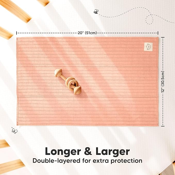 KeaBabies Organic Cotton Burp Cloths Baby Girl, Boy - 6-Pack Large Burping Clothes for Babies, Spit Up Rags, Super Soft & Absorbent Newborn Wash Towels, Gender Neutral,Non-Shrink (Stria, Muted Pastel)