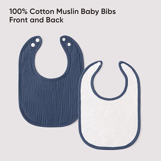 100% Cotton Muslin Baby Bibs 10-Pack Baby Drool Bibs for Unisex Baby Toddlers Infant Newborns Drooling and Teething