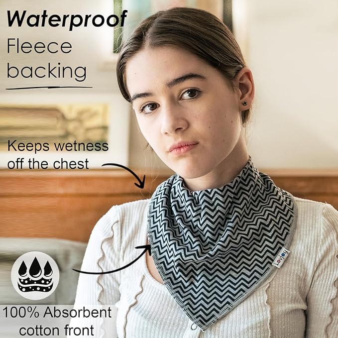 Lovjoy Large Bandana bibs - Special Needs Bibs - For Older Children, Youth and Adults - Practical, absorbent and Stylish