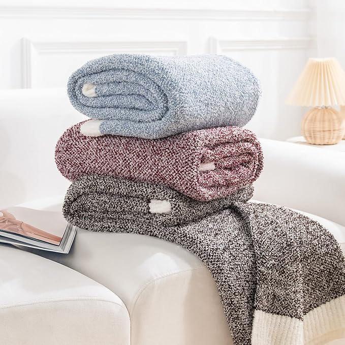 NEXHOME PRO Soft Throw Blankets for Couch, Reversible Warm Blankets Cozy Knit Blanket for Women, Fuzzy Plush Lightweight Throws for Sofa, Bed, Picnic, Coffee Brown, 50 x 60 inches