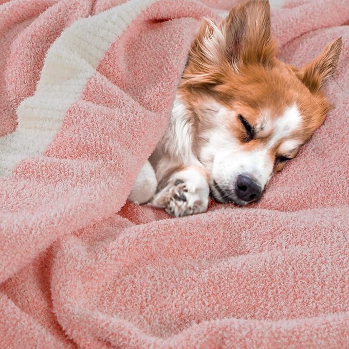 NEXHOME PRO Soft Blankets Pink Twin Size, Cozy Throw Blanket for Couch, Warm Reversible Knit Blanket for Women, Fuzzy Lightweight Throws for Sofa, Bed, Picnic, Heather Hot Pink, 60 x 80 inches