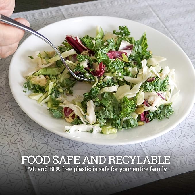 Gray and White Disposable Placemats for Baby, Toddlers, Children and Adults - Sticky Toppers for Tables - Restaurant, Travel, Airplane Tray Covers, Schools - 40 Pack