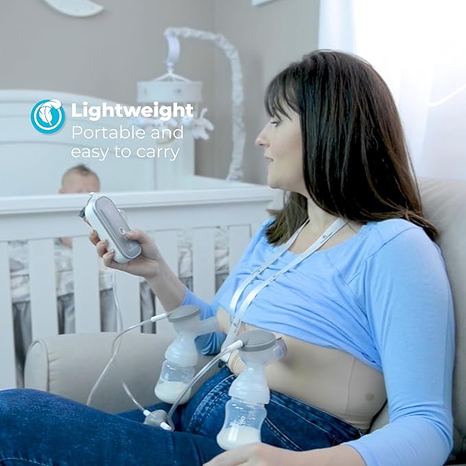 Primo Passi - Double Electric Breast Pump Portable | Small Easy to Carry | Rechargeable Battery Breastpump | Saca Leche