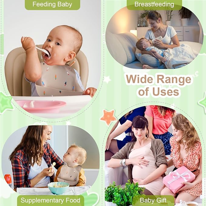 Accmor Silicone Baby Bibs, Waterproof Soft Bibs for Baby Girls Boys Feeding Eating, Silicone Baby Bibs with Large Pocket