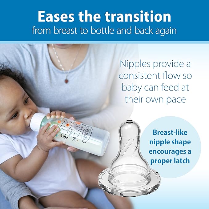 Dr. Brown's Natural Flow Anti-Colic Options+ Narrow Baby Bottle, Pig & Frog, 8 oz/250 mL, with Level 1 Slow Flow Nipple, BPA Free, 0m+, (Pack of 12)