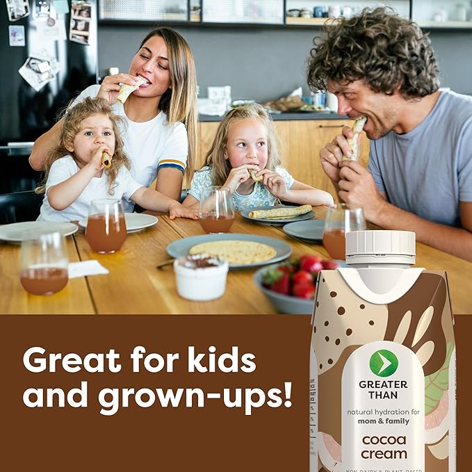 Greater Than Lactation Supplement Support, Coconut Water, Vitamins & Electrolyte Drink for Breastfeeding, Breast Milk & Immune Support, Variety Pack & Cocoa Cream (20 Pack)