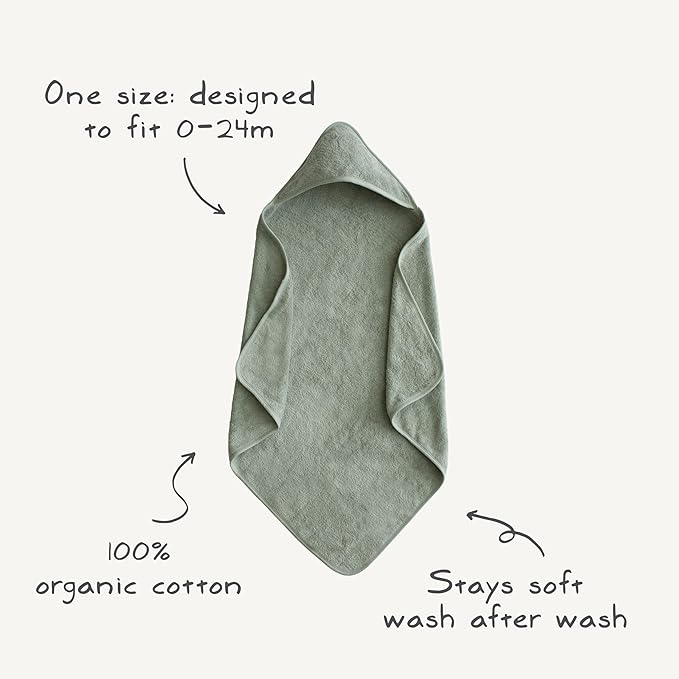 mushie Baby Hooded Towel | Organic Cotton (Pearl)