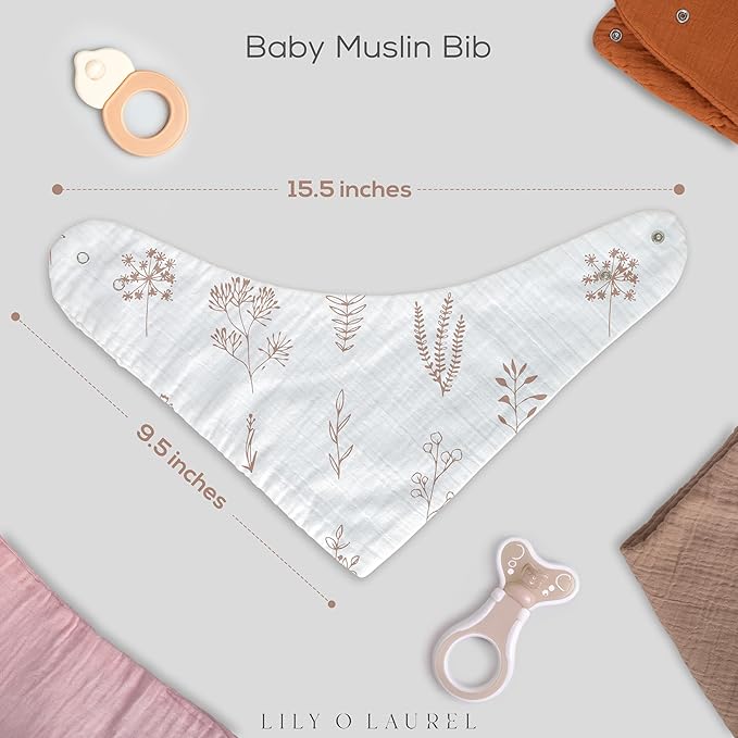 Muslin Baby bibs for drooling and teething, 100% cotton, Bibs for baby girl, Muslin bibs for boys (8 Pack)