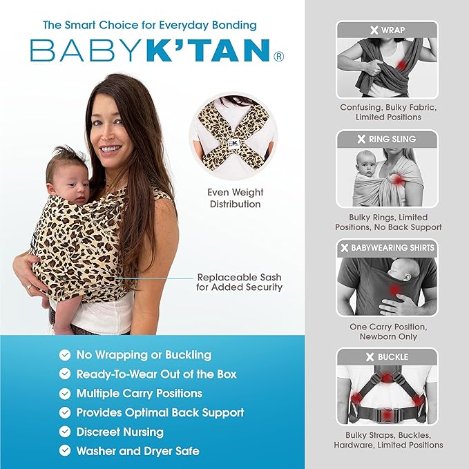 Original Baby K'tan Baby Carrier: #1 Easy Pre-Wrapped, Soft, Slip-On, No Rings, No Buckles | 5 in 1 Baby Sling Gift | The Best Hands Free Infant Wrap For Newborn to Toddler up to 35lb (See Size Chart)