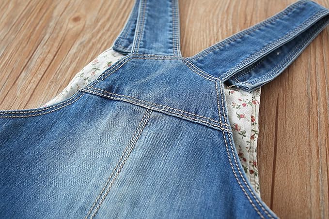 KIDSCOOL SPACE Baby Little Kids Cute Denim Embroidered Fashion Jean Overalls