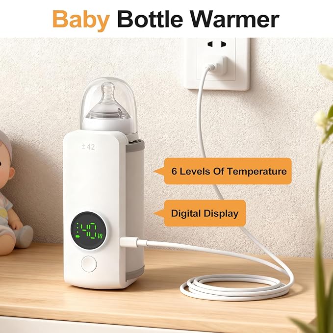 Solve The Milk Warming Dilemma Portable Bottle Warmer Requires no Water Rapid Heating with no Waiting 5-Hour Extended Heat Retention with Precise Temperature Control Enjoy Comfortable Feeding Anytime