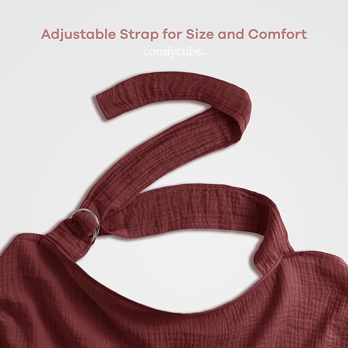 Comfy Cubs Muslin Nursing Cover, Pack of 1, 100% Muslin Breastfeeding Cover - Soft & Breathable Baby Nursing Scarf with Adjustable Neck Strap - Portable, Lightweight & Privacy Coverage - Wine