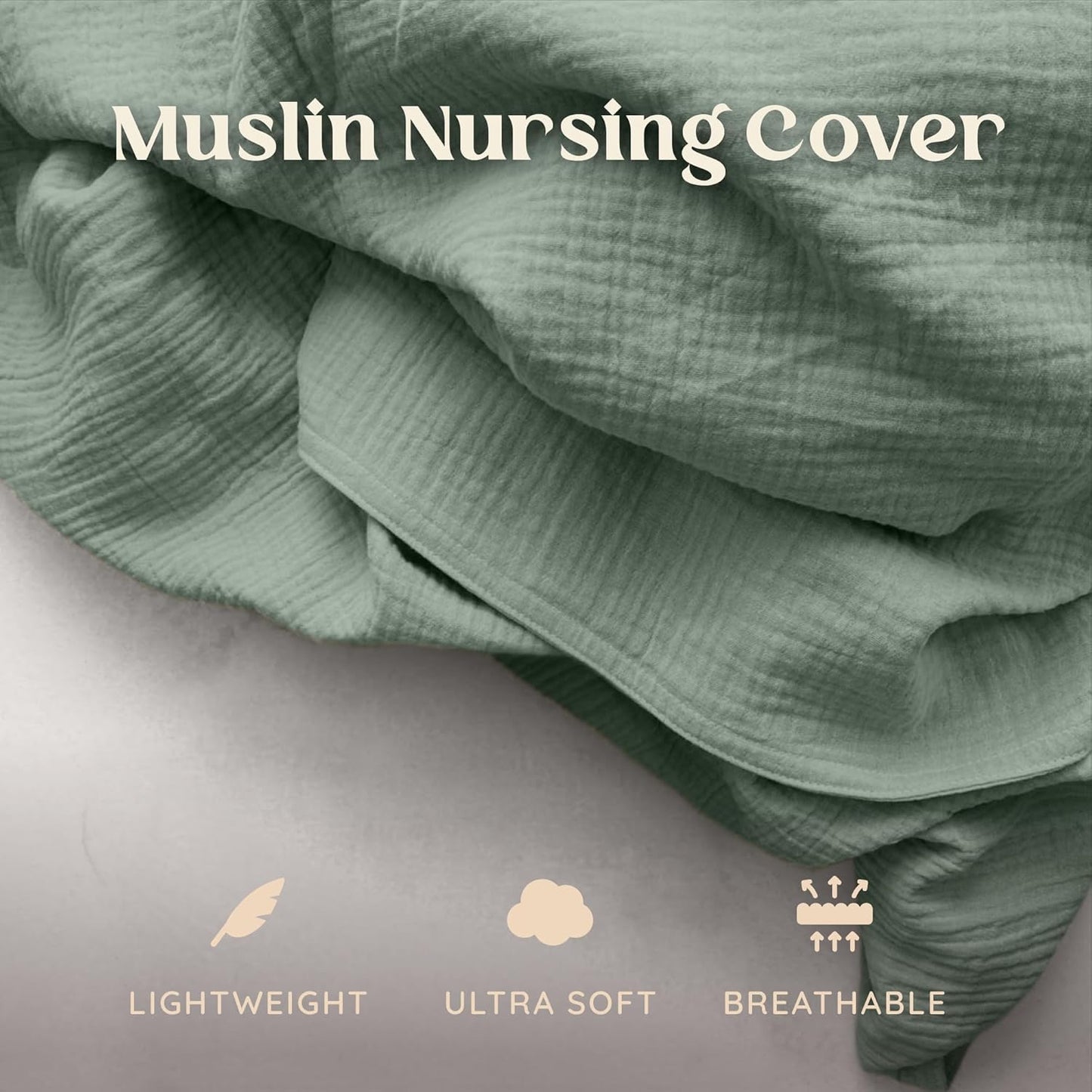 Muslin Nursing Cover Up for Breastfeeding - Breast Feeding Covers for Women| Breathable 100% Muslin Cotton Breastfeeding Cover with Arch-line & Adjustable Straps| Nursing Essentials - (Sage Green)
