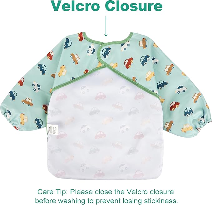 Long Sleeve Baby Bib For Eating Feeding Mess Proof Waterproof Food Smock Bibs With Pocket For Newborn Boy Girl