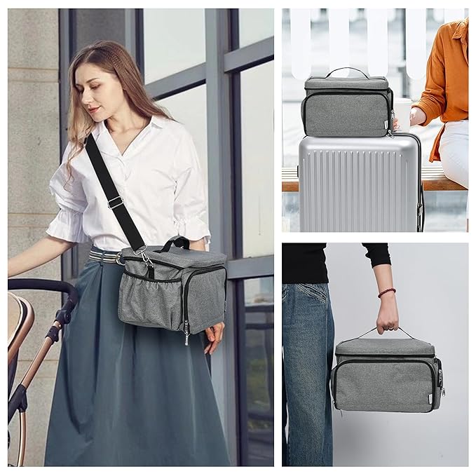Breast Pump Bag Fit for Spectra S1 and S2, Breast Pump Storage Bag with Waterproof Mat Pumping Bag for Moms Work Travel, Grey