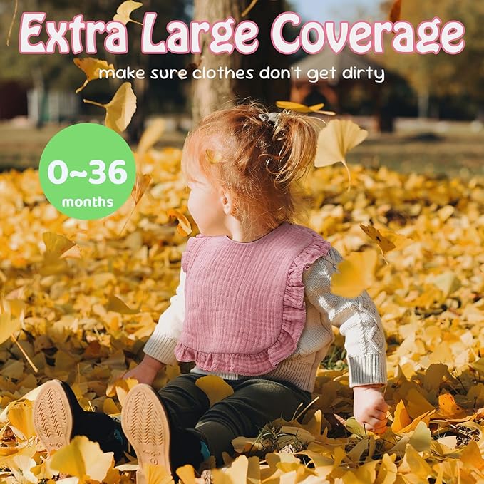 Baby Bibs Muslin Bibs for Baby Girl Boy for Drooling and Teething 10 Pack