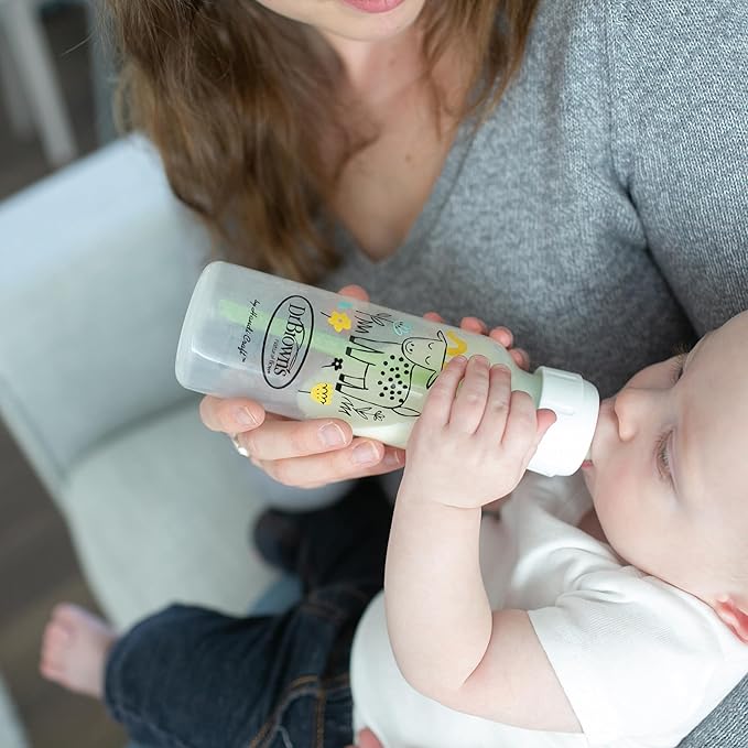 Dr. Brown's Natural Flow Anti-Colic Options+ Narrow Baby Bottle, Squirrel & Goat, 8 oz/250 mL, with Level 1 Slow Flow Nipple, BPA Free, 0m+, 2-Pack