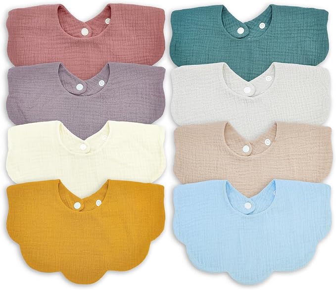Baby Bibs Muslin Bibs 8 Pack for Drooling and Teething for Unisex Girls Boys