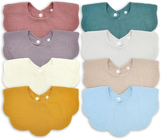 Baby Bibs Muslin Bibs 8 Pack for Drooling and Teething for Unisex Girls Boys