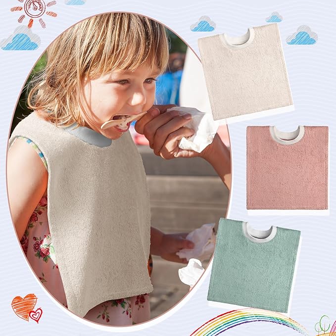 6 Pcs Pullover Baby Bibs Cotton Terry Toddler Absorbent Infant for Feeding and Drooling Towel Slip on Bib(Vivid Color)