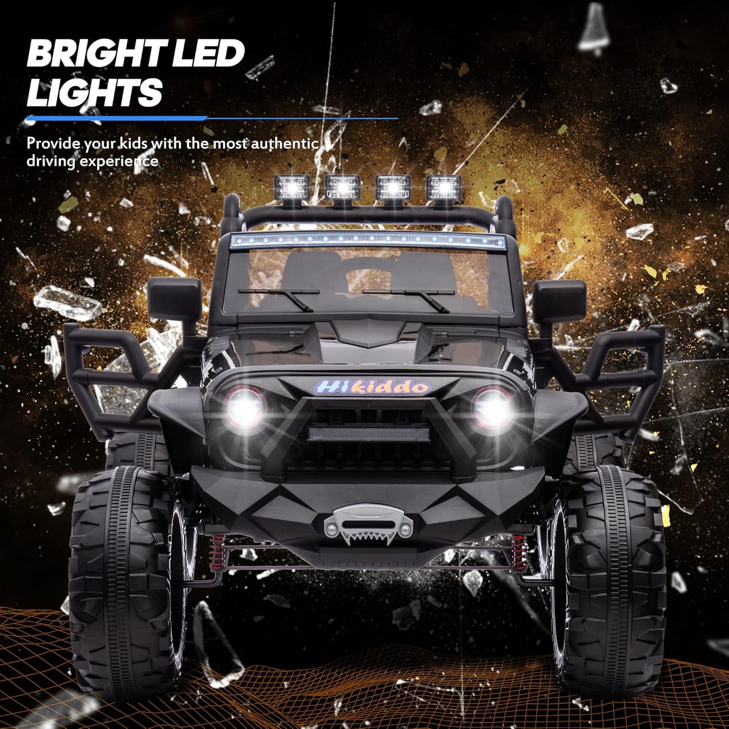 24V 9Ah Ride on Toy for Big Kids, 4WD 2 Seater Ride on Car Truck with Remote Control, 4x200W Motor - Black