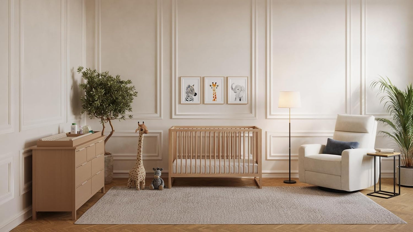 Nurture& The Crib - Baby, Toddler Convertible Crib | Sustainable Non-Toxic Materials | 3 Adjustable Heights - Grows with Your Baby (Toddler Guardrail NOT Included) (All Natural)