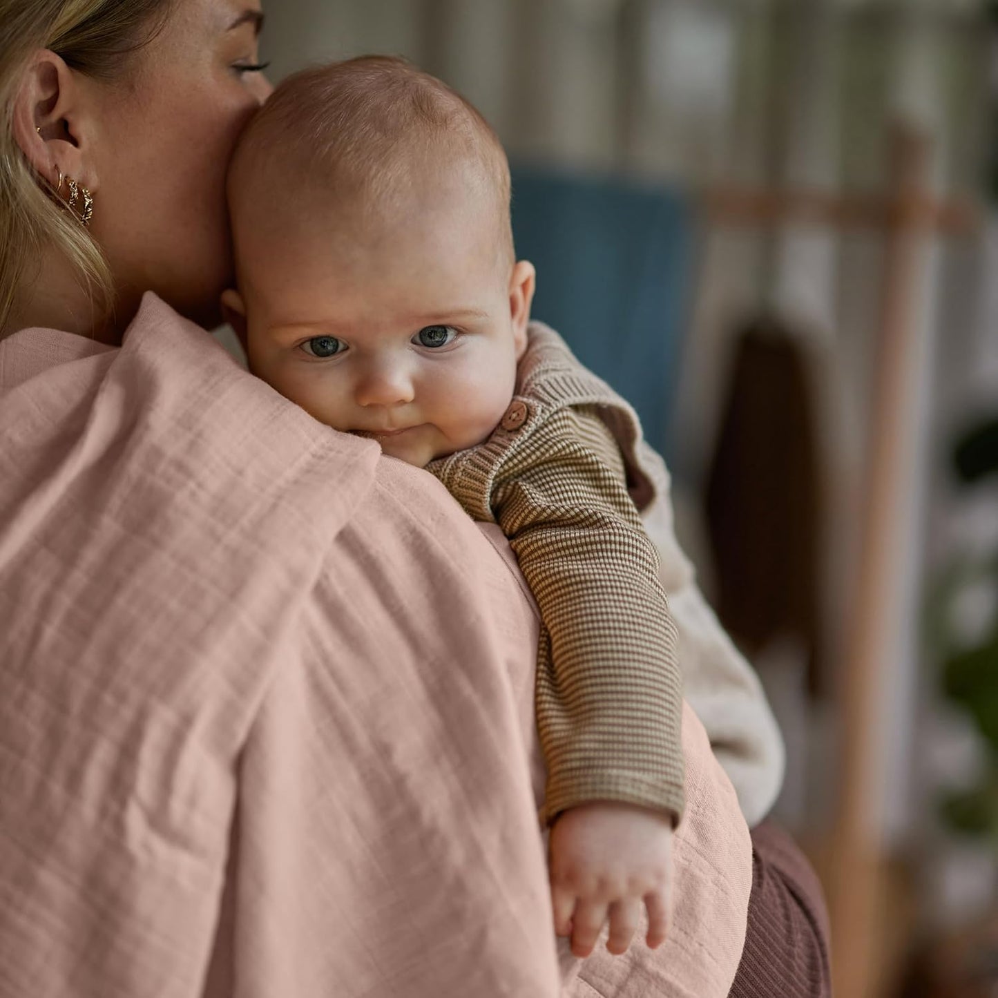Swaddle - 100% Organic Cotton - Muslin Swaddle Blankets for Newborn, 47" x 47" 2-Pack (Fog/Blush)