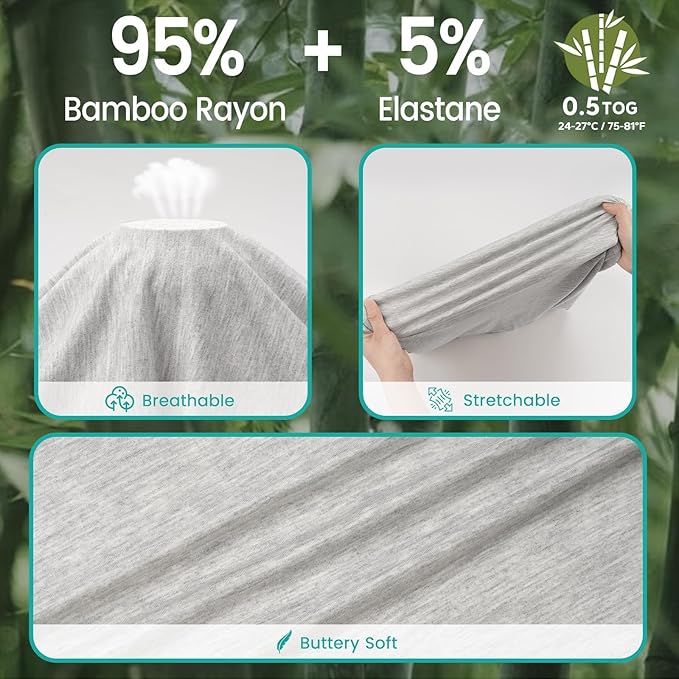 Rayon Made from Bamboo Sleep Sacks 0.5 TOG summer Wearable Blanket Baby 6-12 Months, Green & Grey