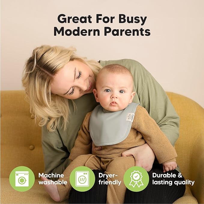 8-Pack Organic Baby Bibs for Boys, Girls - Soft Cotton Drooling and Teething Bibs for Baby Girl & Boy, Extra Absorbent, Easy to Clean & Put On for Toddler, Newborn, Infant 0-24 Months(Dew)