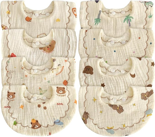 Baby Bibs Muslin Bibs 8 Pack for Drooling and Teething for Unisex Girls Boys