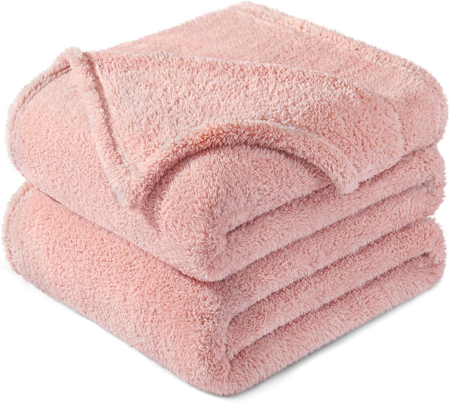 Exclusivo Mezcla King Size Flannel Fleece Blanket, Super Soft Velvet Plush Bed Blanket, Fuzzy Cozy and Warm for All Seasons, 90x104 Inches, Pink