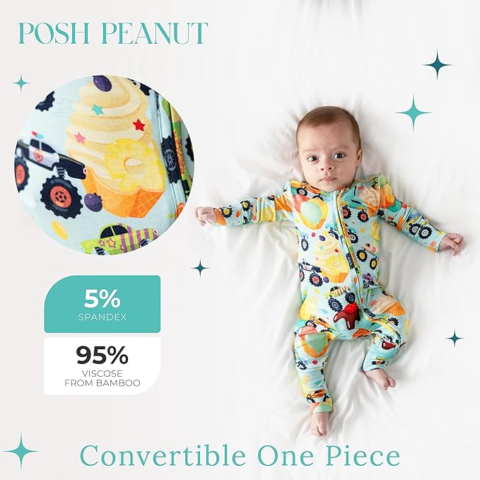 Posh Peanut Convertible Baby Sleepers - Girls Footless Baby Pajamas with 2 Way Zipper for Easy Diaper Changes