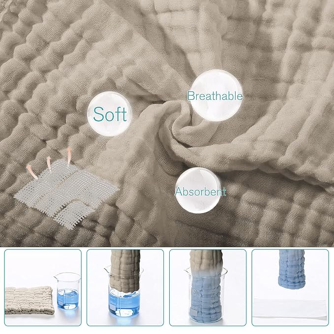 Yoofoss Muslin Burp Cloths for Baby 10 Pack 100% Organic Cotton Baby Washcloths for Boys Girls Large 20''X10'' Super Soft and Absorbent Apricot White