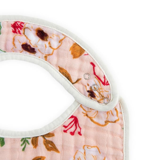 Little Unicorn Premium Classic Bib 3 pack | Adjustable as baby grows | Soft fabric on skin | Great for first time eaters (Vintage Floral)