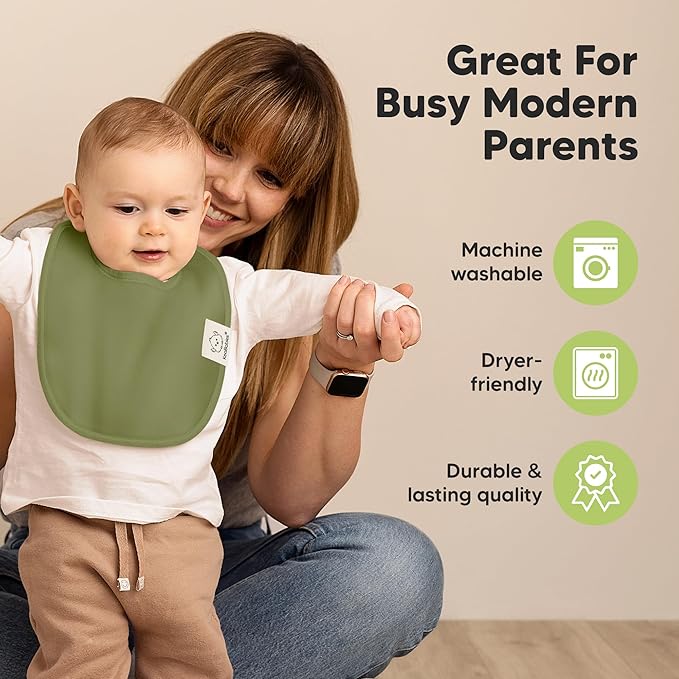 8-Pack Organic Baby Bibs for Boys, Girls - Soft Cotton Drooling and Teething Bibs for Baby Girl & Boy, Extra Absorbent, Easy To Clean & Put On for Toddler, Newborn, Infant 0-24 Months (Sahara)